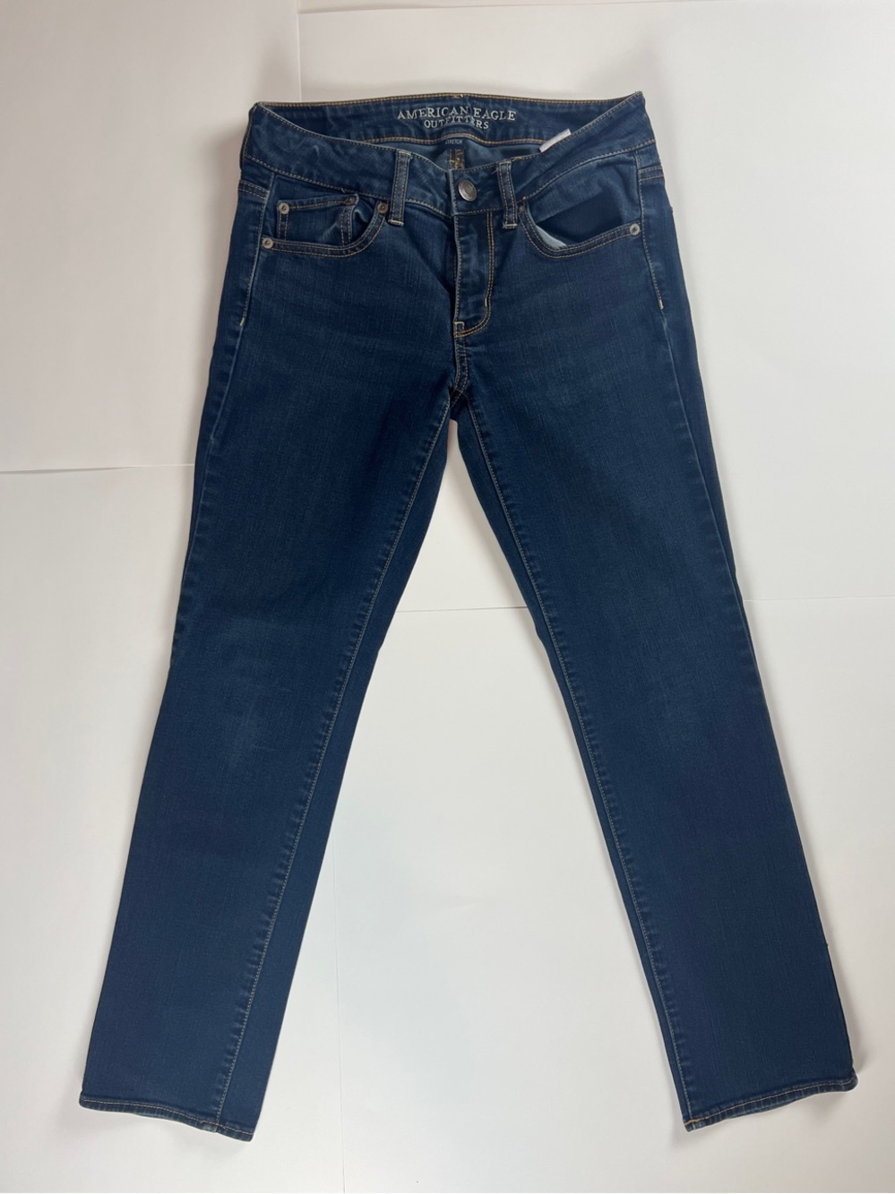 American Eagle Outfitters Women's Deep Blue Straight Leg Jeans